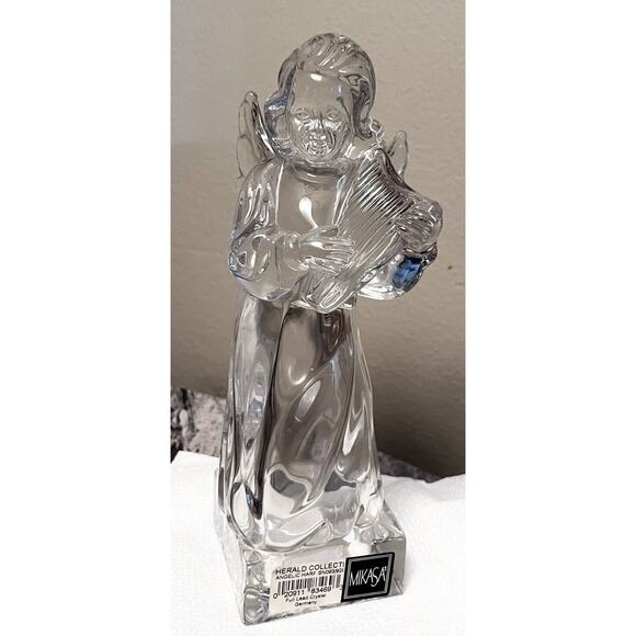 Mikasa Glass Angel with Harp Full Lead Crystal Herald Collection Made in Germany - Picture 1 of 6